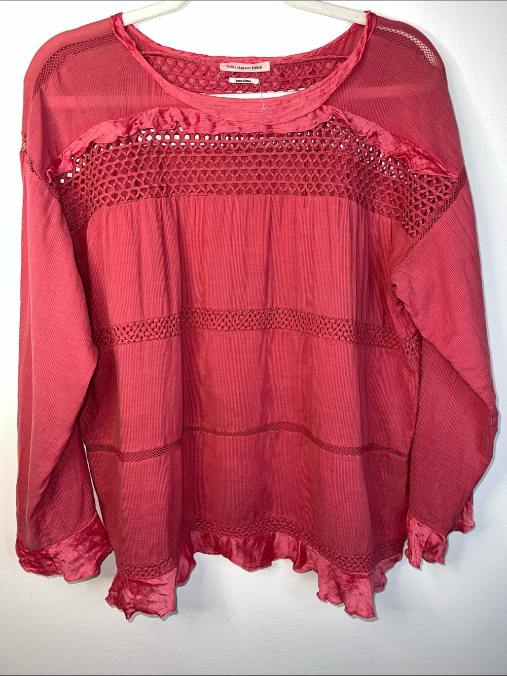 Isabel Marant Etoile Crochet-Trim Peasant Tunic in Rose